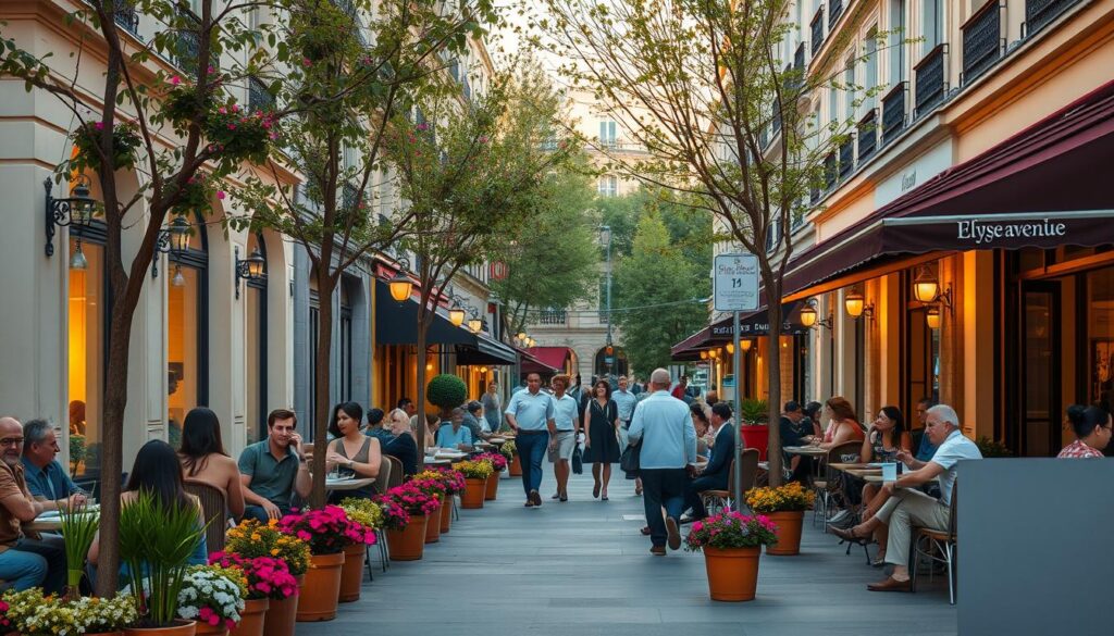 ambiance des cafés et restaurants à Elyse avenue